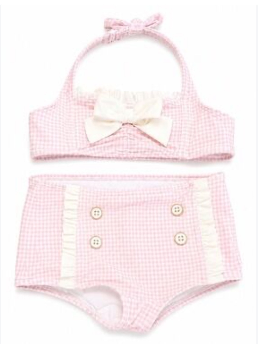 Janie & Jack Recycled Gingham 2-Piece Swimsuit Pink